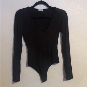 Black v-neck bodysuit
